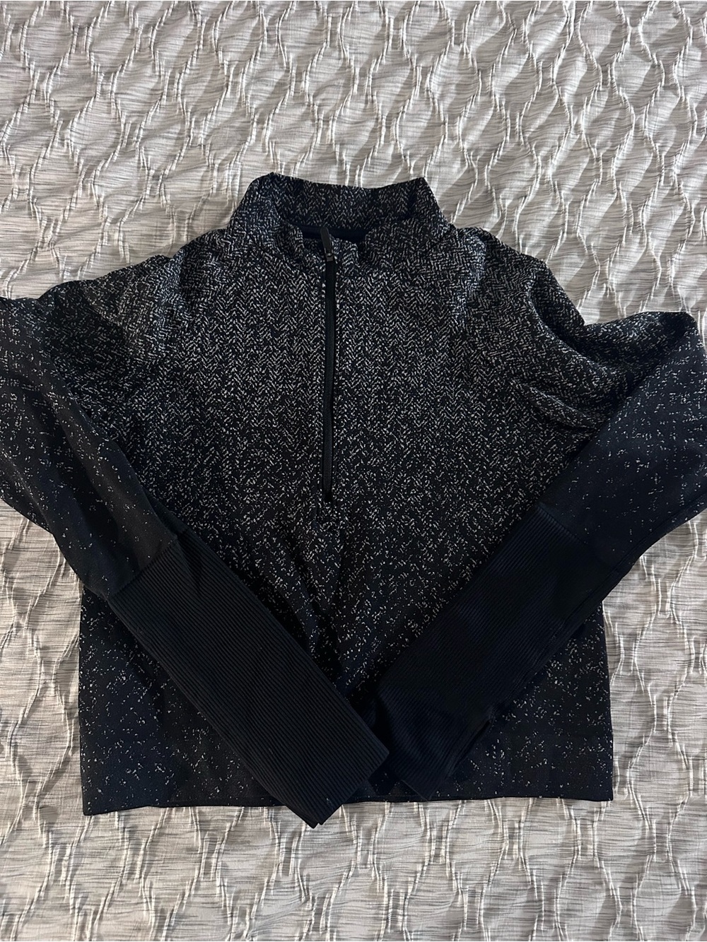 lululemon athletica Black Speckled Half-Zip Sweatshirt